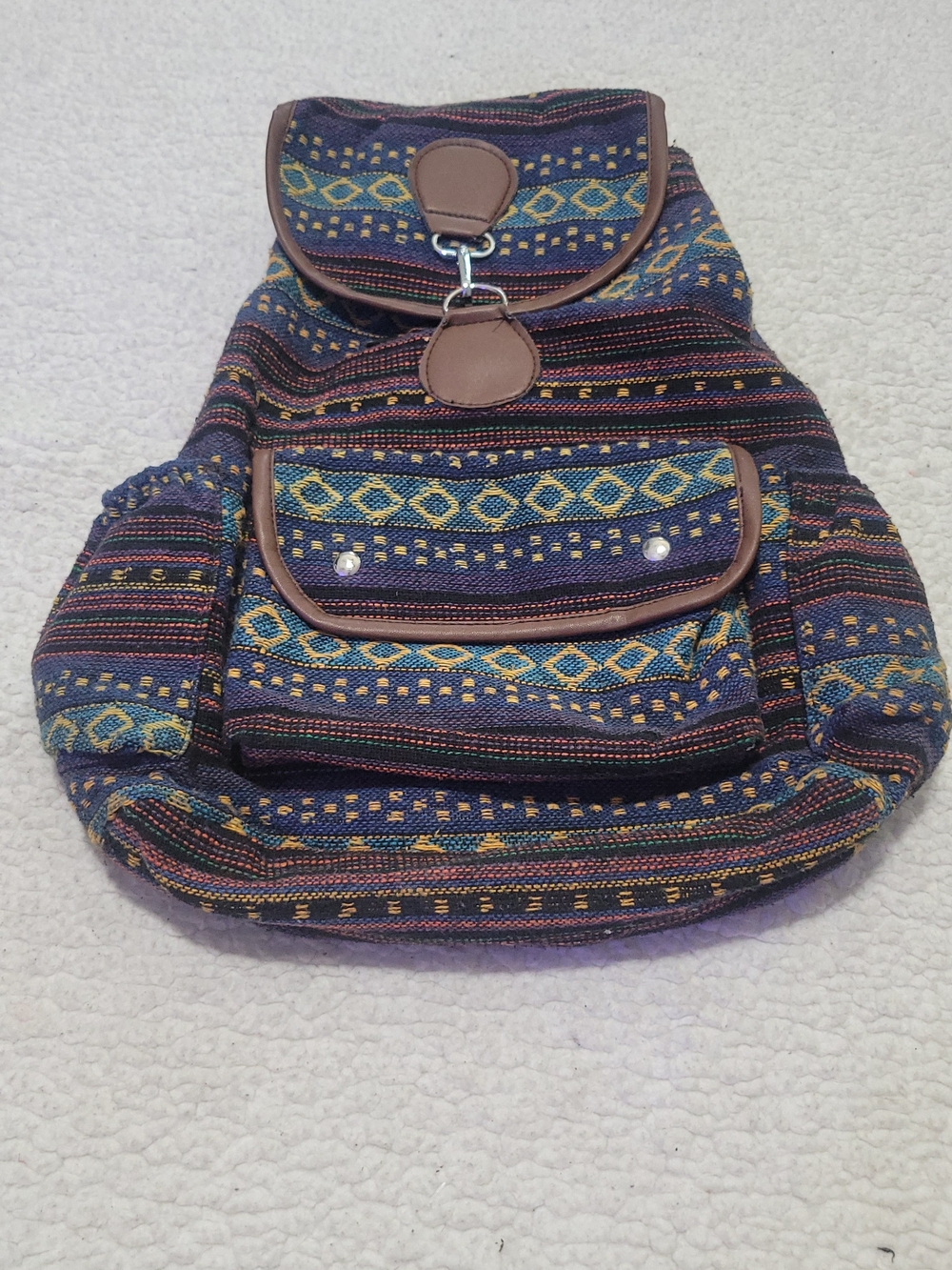 Boho Woven Multicolor Backpack - Unbranded